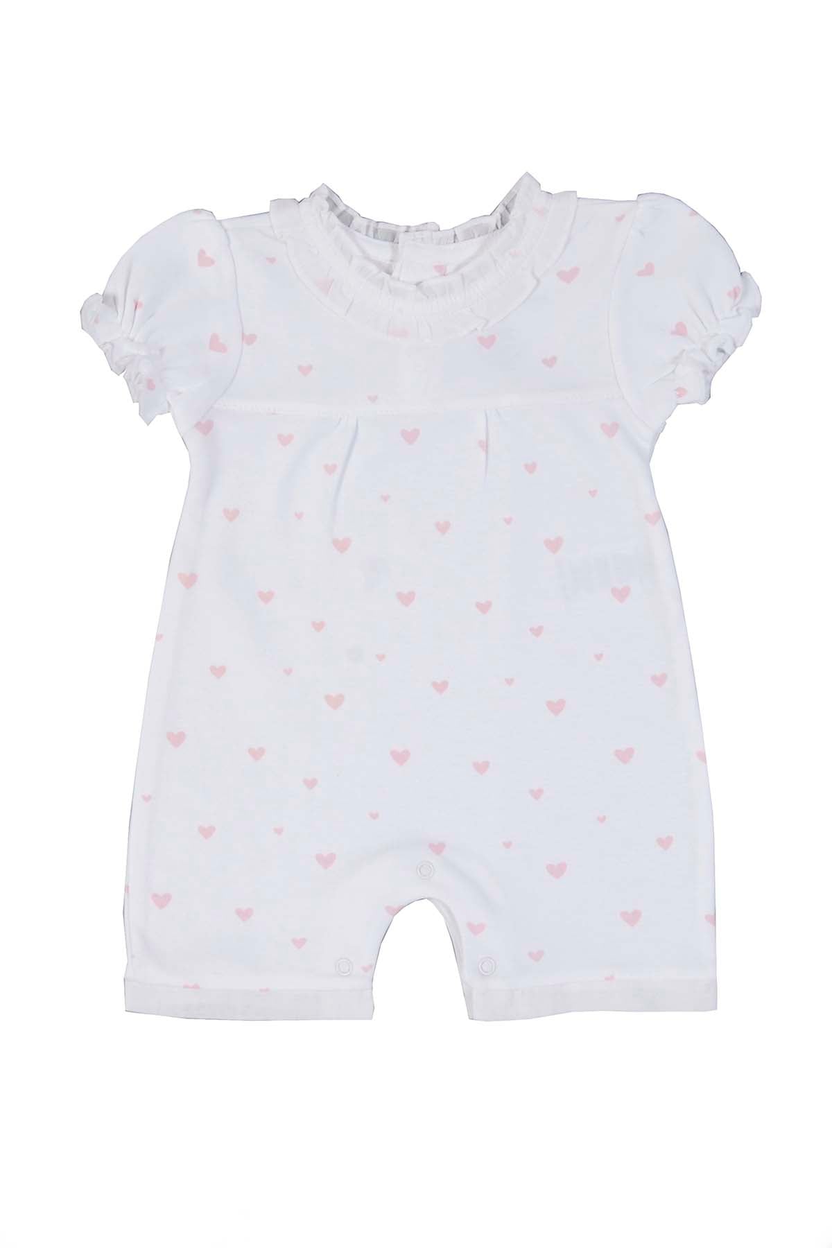 Cotton White Romper with little hearts Pima Cotton