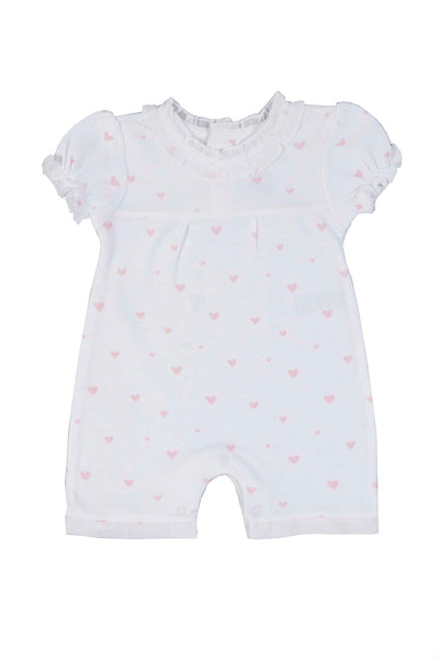Cotton White Romper with little hearts Pima Cotton