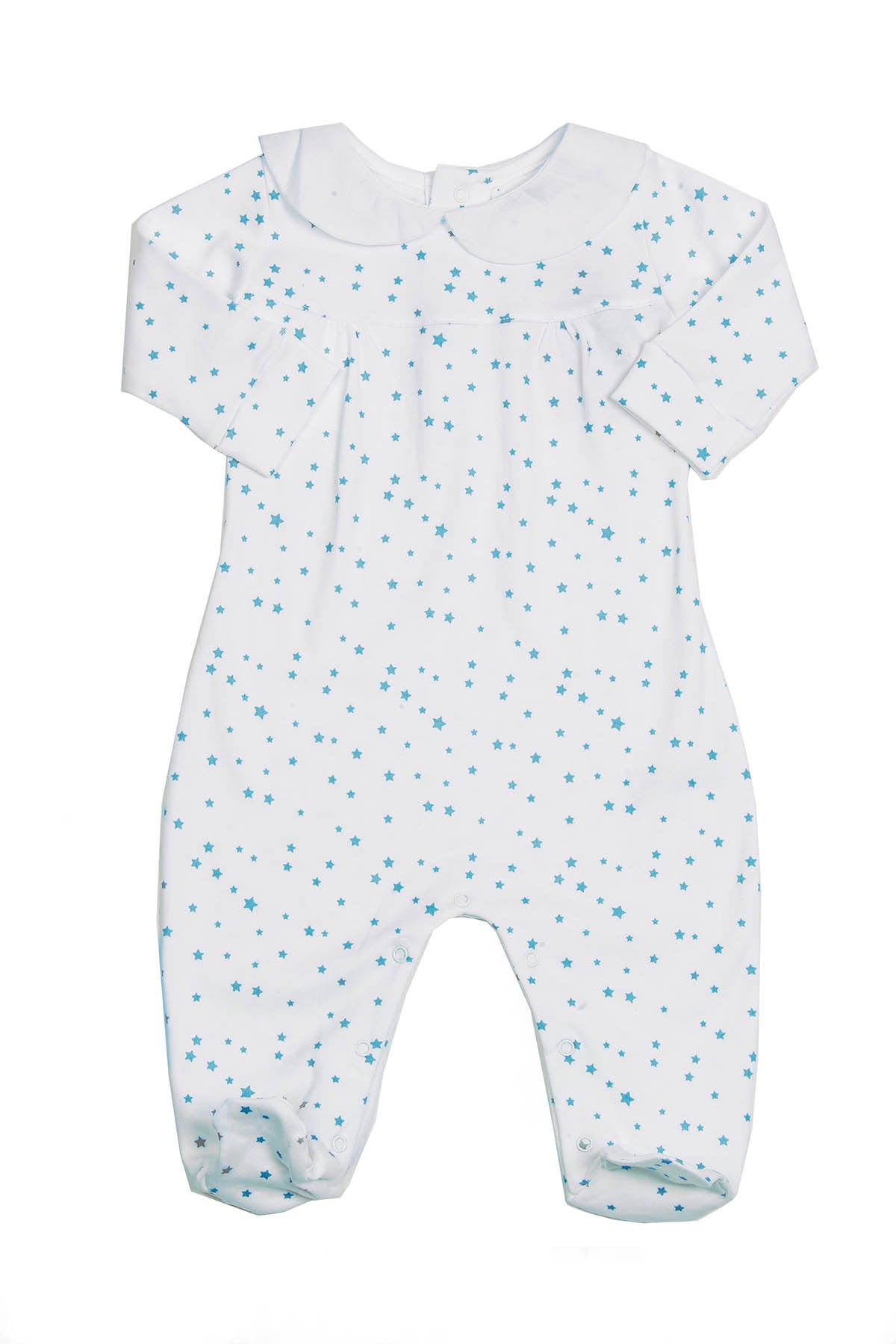 Cotton Pajama Pima Cotton White with blue stars