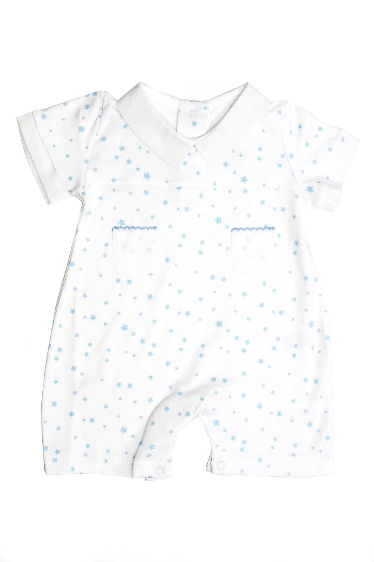 Cotton White Rompers and Pajama with blue stars Pima Cotton