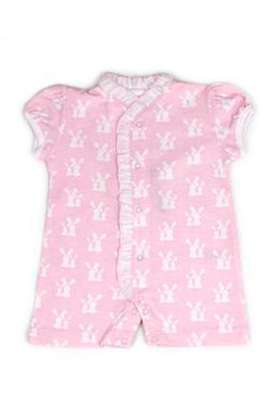 Cotton Pink Romper with little bunnies Pima Cotton