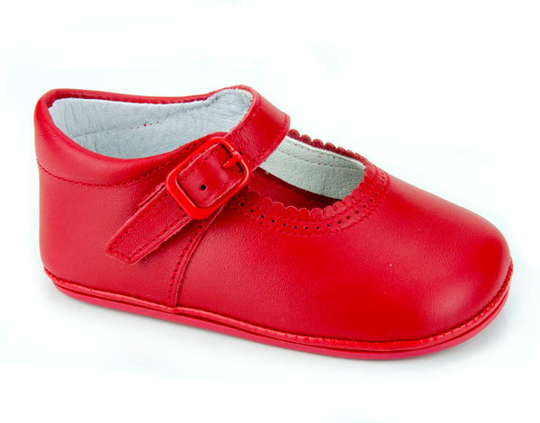 Patucos Soft Leather Mary Janes Red Shoes for girls
