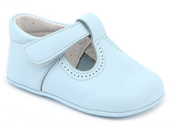Classic Light Blue leather T-Strap Mary Janes unisex with easy open