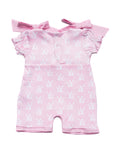 Cotton Pink Romper with little white bunnies Pima Cotton