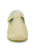 Classic Leather T-Strap Mary Janes Easy Open unisex for Boys and Girls Camel by Patucos