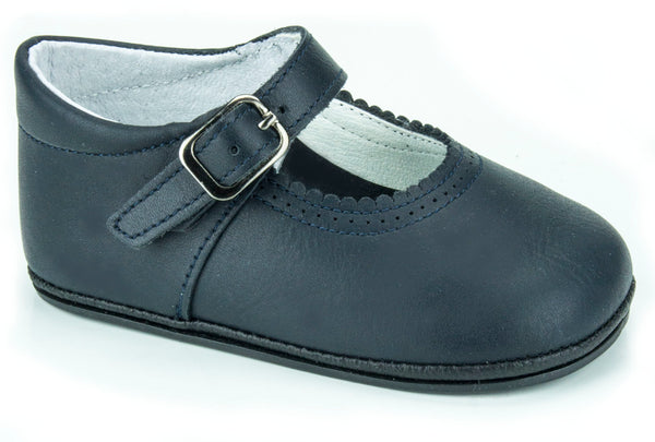 Patucos Soft Leather Mary Janes Navy Shoes for girls