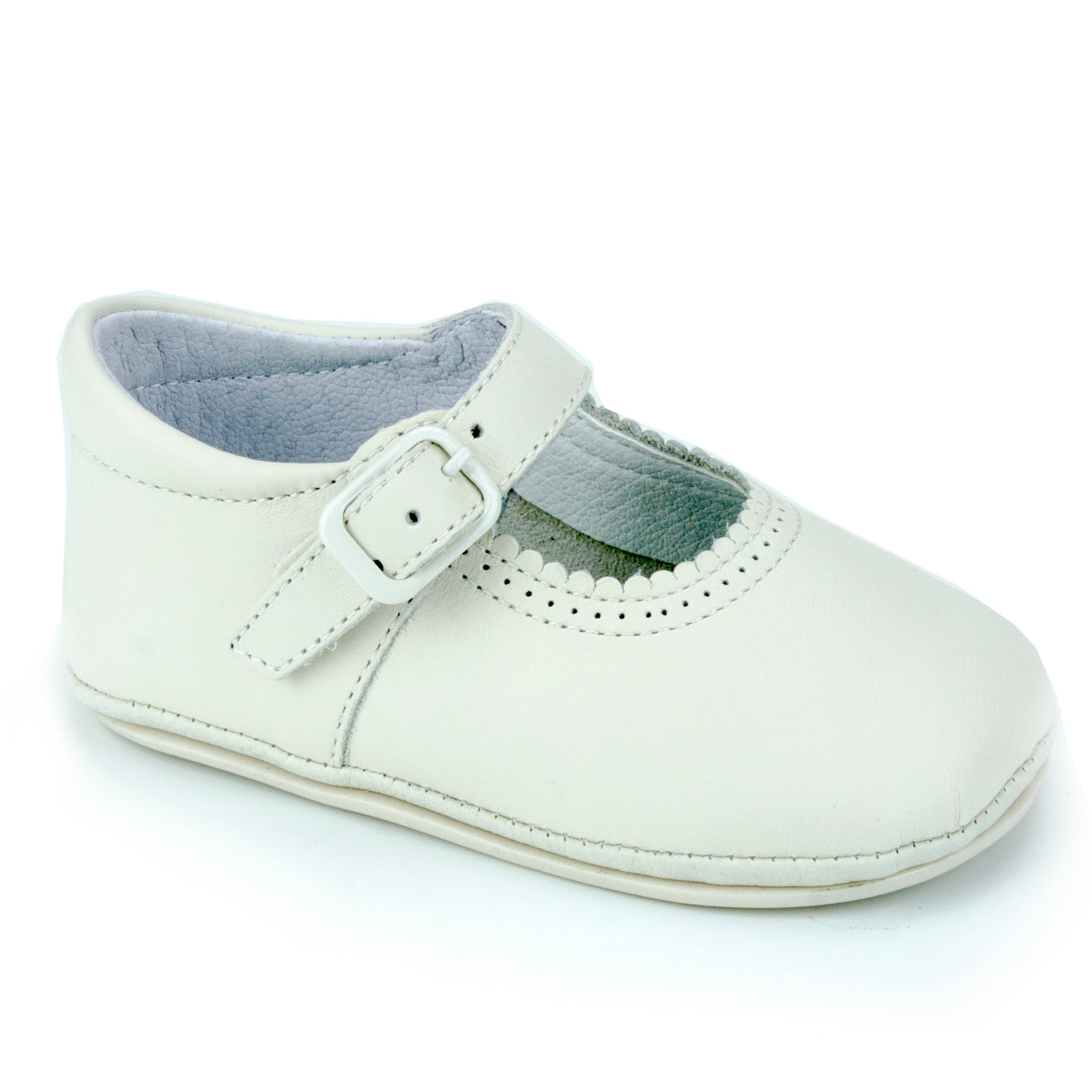Patucos Soft Leather Mary Janes Beige Shoes for girls