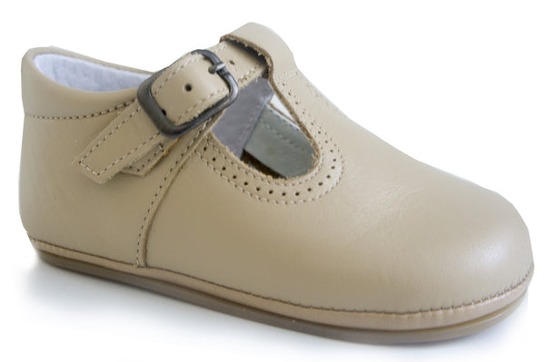 Classic Camel leather T-Strap Mary Janes Unisex Patucos Classic Shoes for Baby and Infant