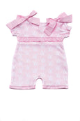 Cotton Pink Romper with little white bunnies Pima Cotton