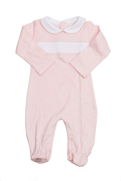 Cotton Pink smock Pajama with scallop neck
