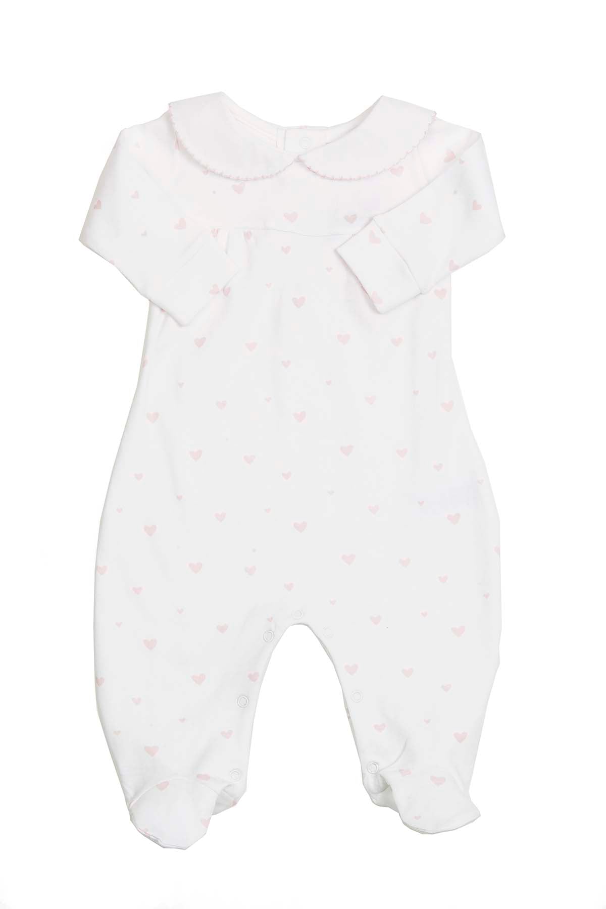 Cotton White Pajama with hearts Pima Cotton