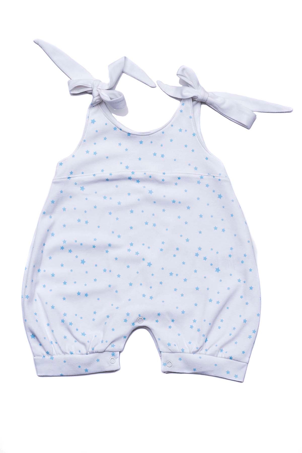Baby Rompers Stars Blue Pima Cotton