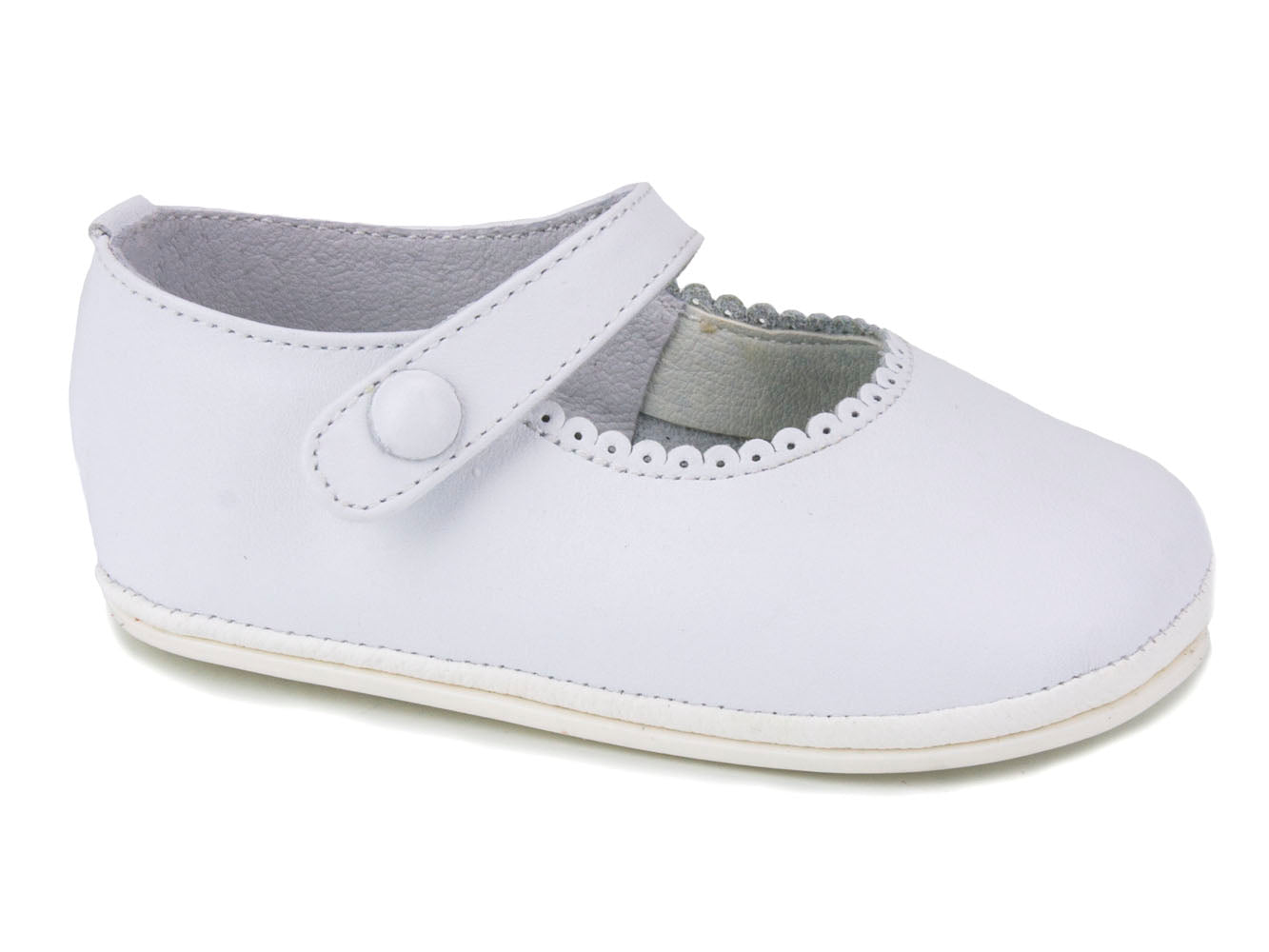 Patucos Casual Soft Leather Mary Janes White Shoes for Girls