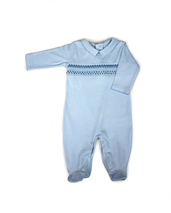 NEW COLLECTION- Smocked Cotton Pajama Pima Cotton Blue 100% PIMA