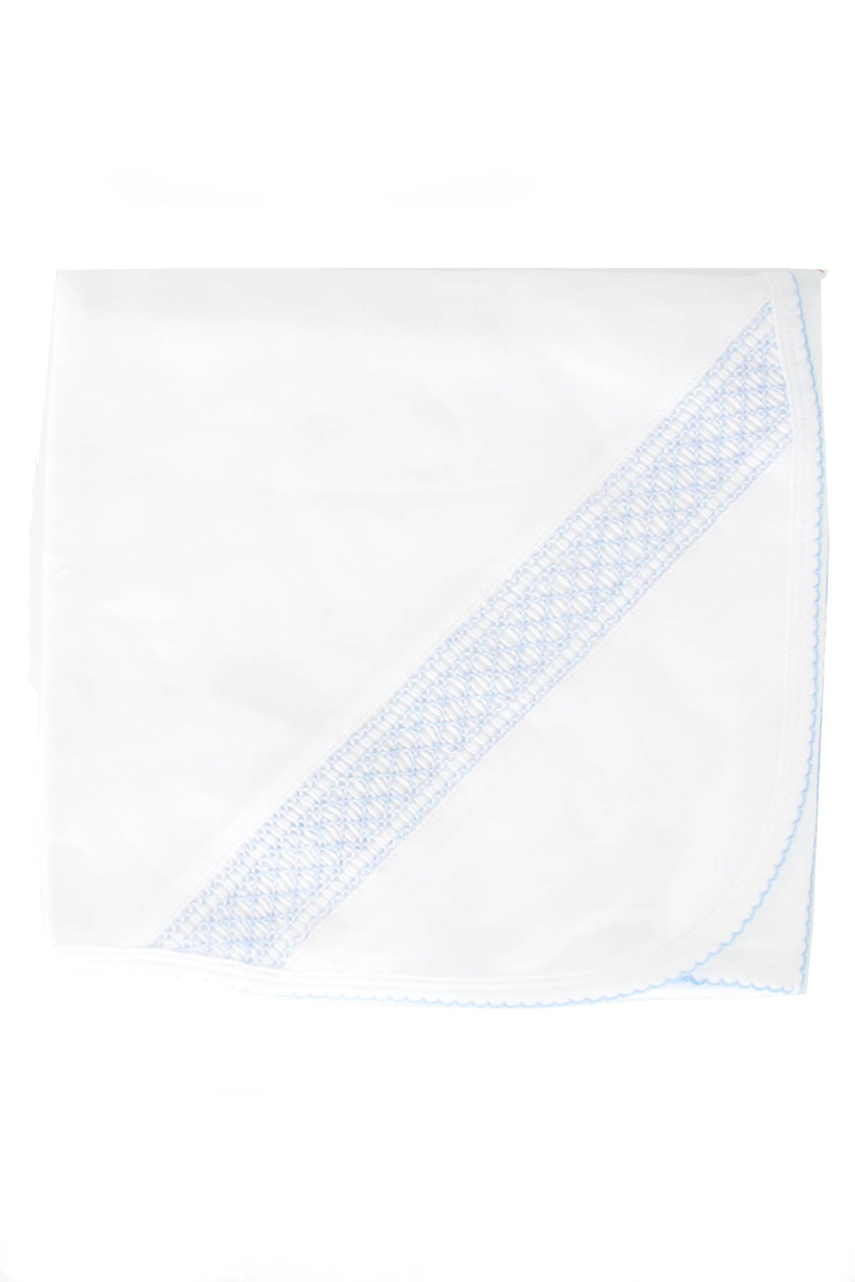 Cotton White Blanket Blue Smock Pima Cotton