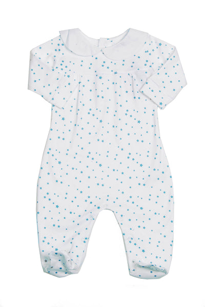 Cotton Pajama Pima Cotton White with blue stars