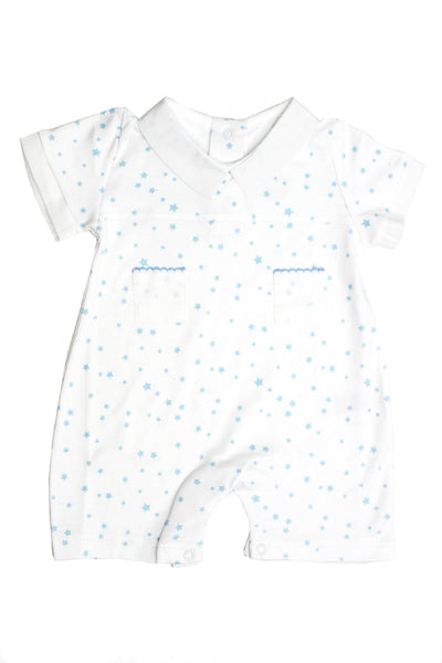 Cotton White Rompers and Pajama with blue stars Pima Cotton