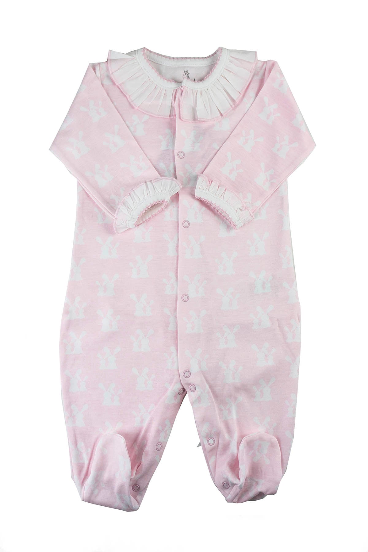 Cotton Pink Pajama with White Bunnies Pima Cotton
