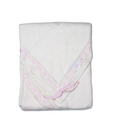 Cotton White Receiving Newborn Blanket Knit Extra Soft Light Pink Lace